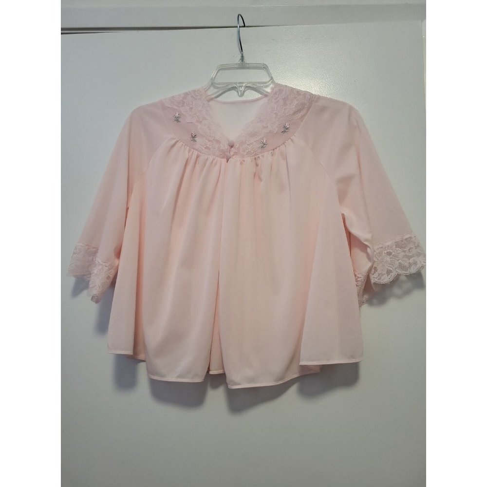 Vintage Shadow Line Cropped Lingerie Top Lace Detail Pastel Pink Small